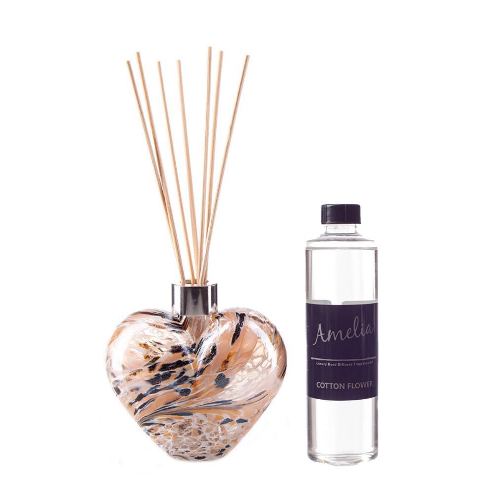Amelia Art Glass White Nude & Gold. Heart Reed Diffuser Gift Set  £35.99
